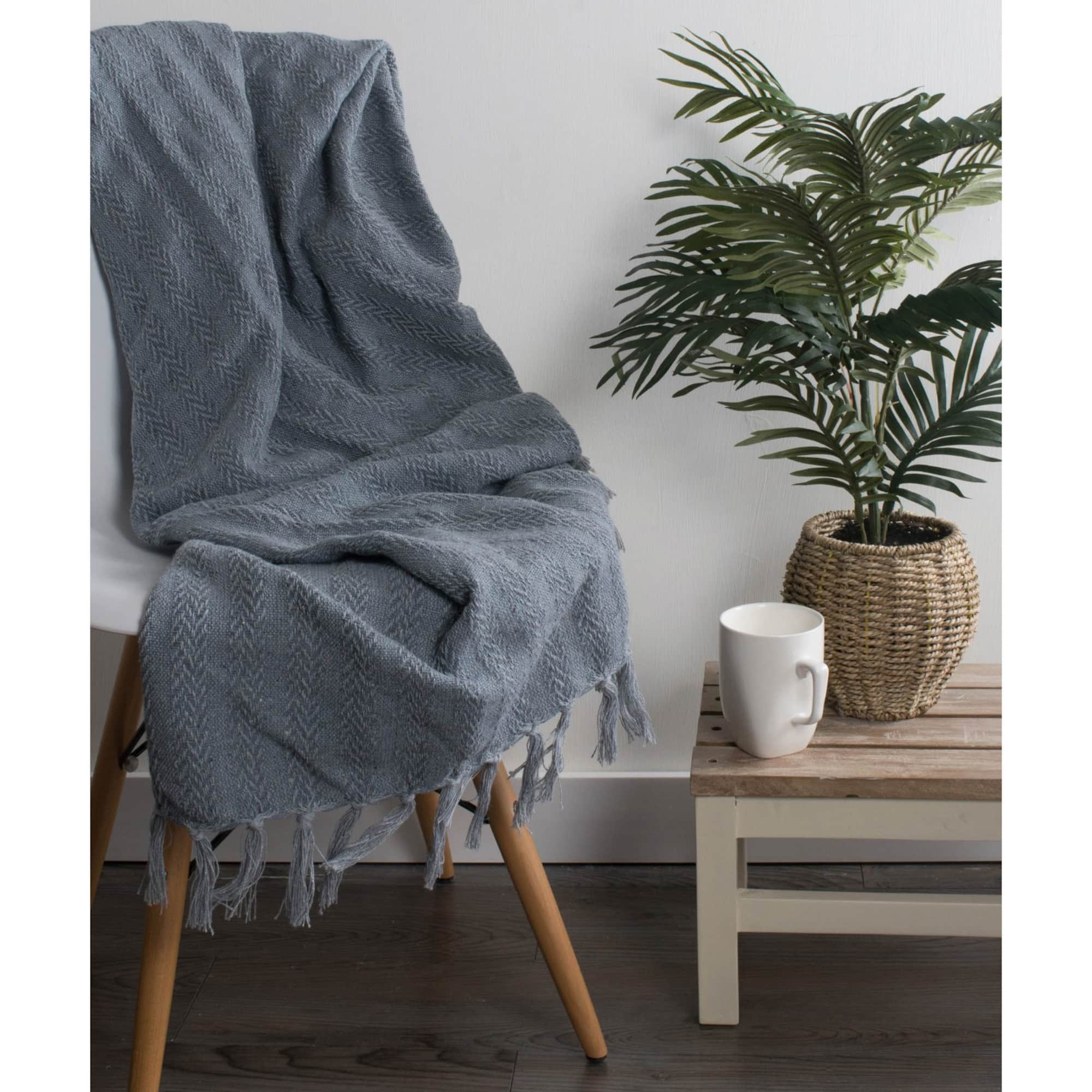 DII® Cool Gray Solid Textured Throw